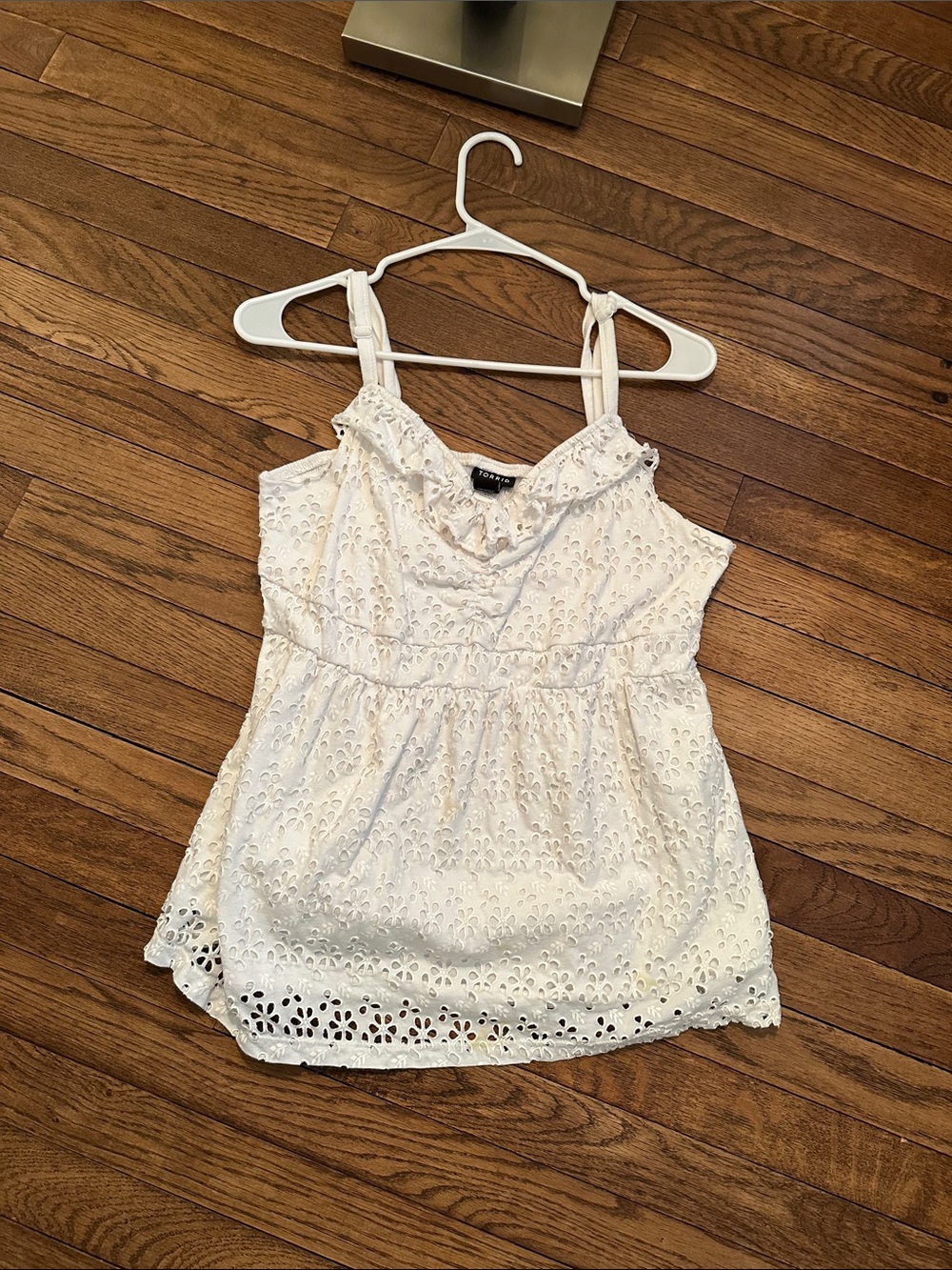 Torrid Eyelet Ruffle Cami Top - White